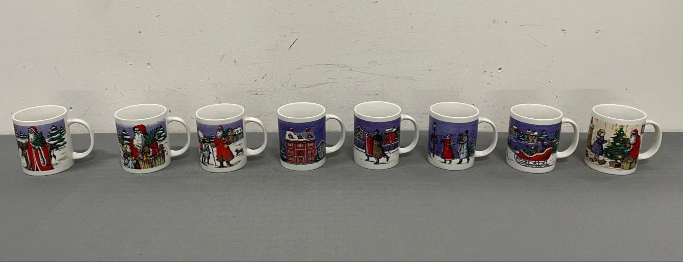 8 Christmas Mugs, Marked #27 (P4-SWS1-S1074)