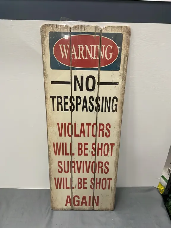 "No Trespassing" Wooden Sign, Lot 17 (P4-SWS1-S1955)