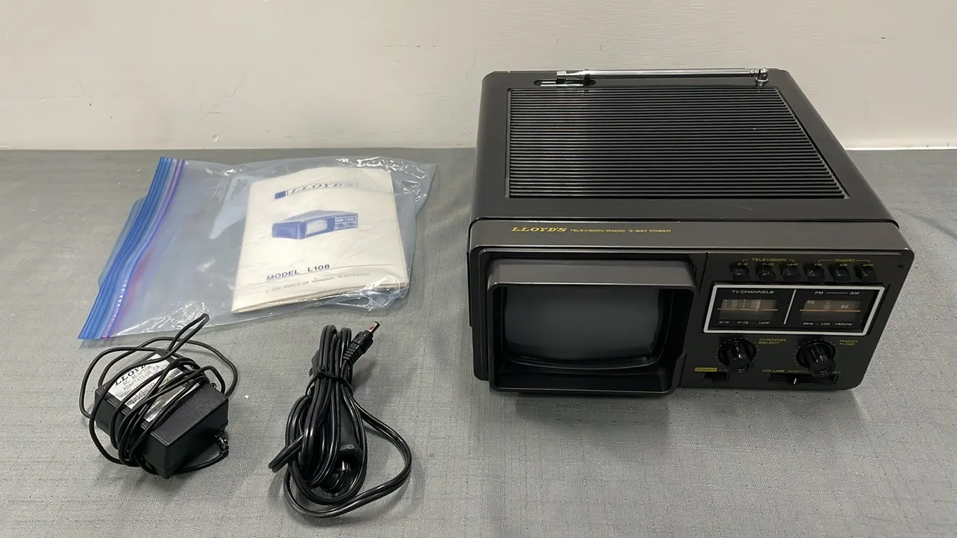 Vintage Lloyd's Mini Television with Radio and Manual, 3-Way Power, Works As Per Seller, Item #48 (P4-SWS4-S483)