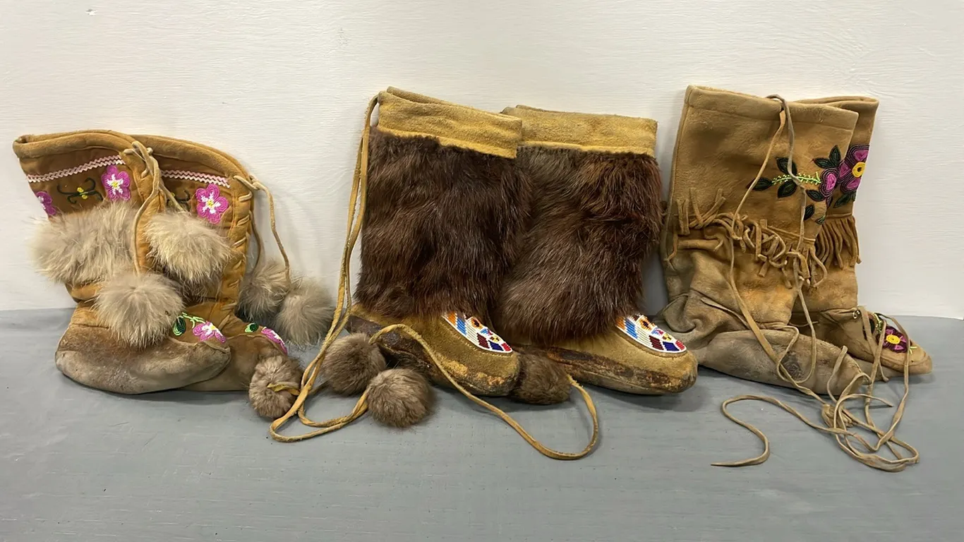 3 Pairs of Beaded Mukluks, Item #12 (P4-SWS6-S1557)