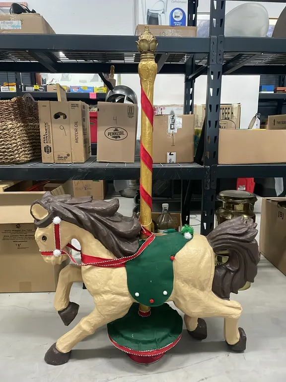 Christmas Carousel Horse, Approx 51 1/2”H x 36”L x 9”W (P4-CRFL-S2116)