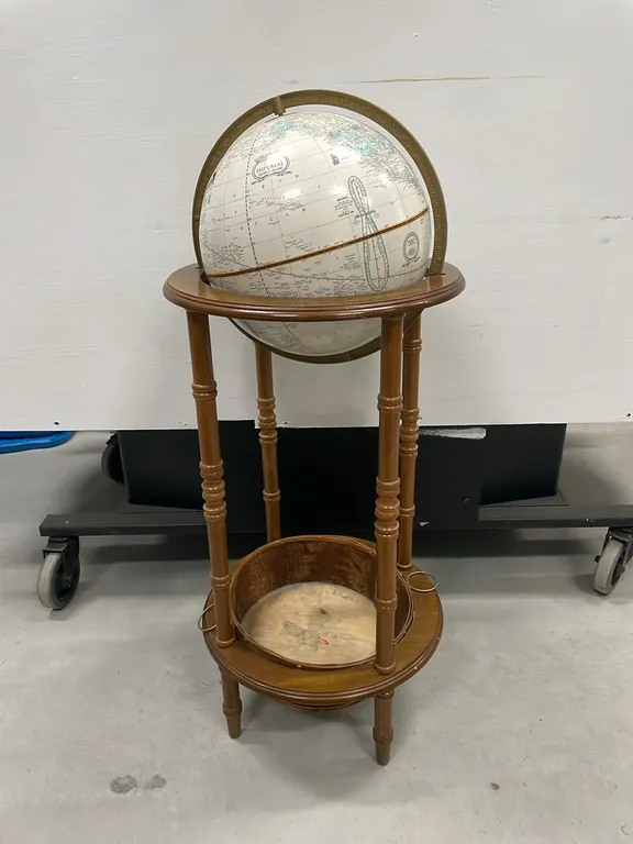 Crams Imperial World Globe on Wood Stand, Approx 38 1/2”H x 16”D, Item #2 (P4-EWFL-S1028)