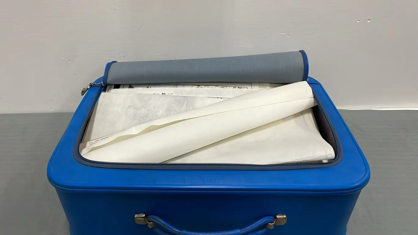Blue Suitcase of Assorted Art, Embroidery, Large Table Clothes, Small Table Runners, Pillow Slips and More As Per Pictures (P4-NWS13-S1291)