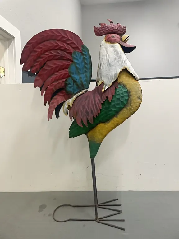 Decorative Rooster Metal Yard Art, Approx 45”H (P4-CRFL-S49)