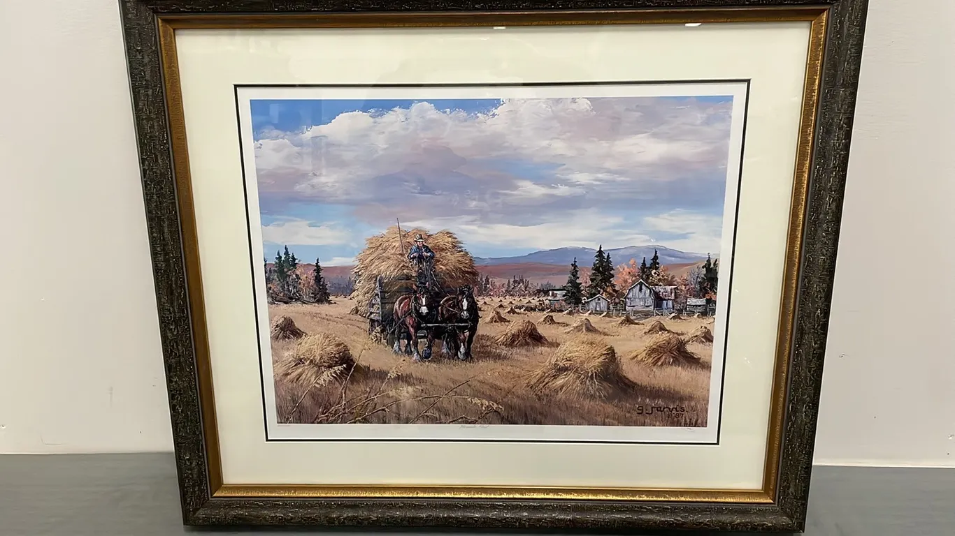 “Harvests Past” Framed Print by G. Jarvis 1987, 1362/1500, Item #24 (P4-SWS7-S1074)