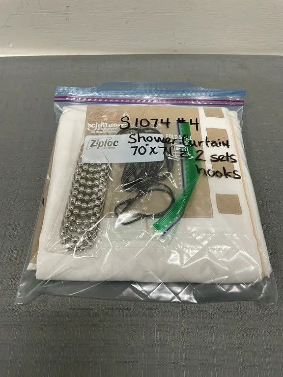 Shower Curtain 70" x 71" with 2 Sets of Hooks, Item #4 (P4-CRS12-S1074)