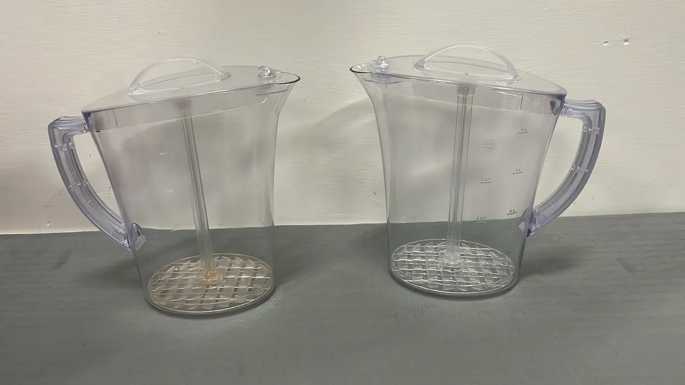 2 - 4 Liter Juice Pitchers with Mixer on Handle, Item #16 (P4-CRS12-S1074)