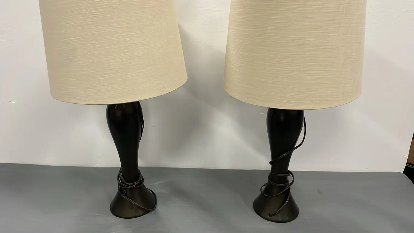 2 Table Lamps, Brown with Beige Shades (P4-CRS12-S732)