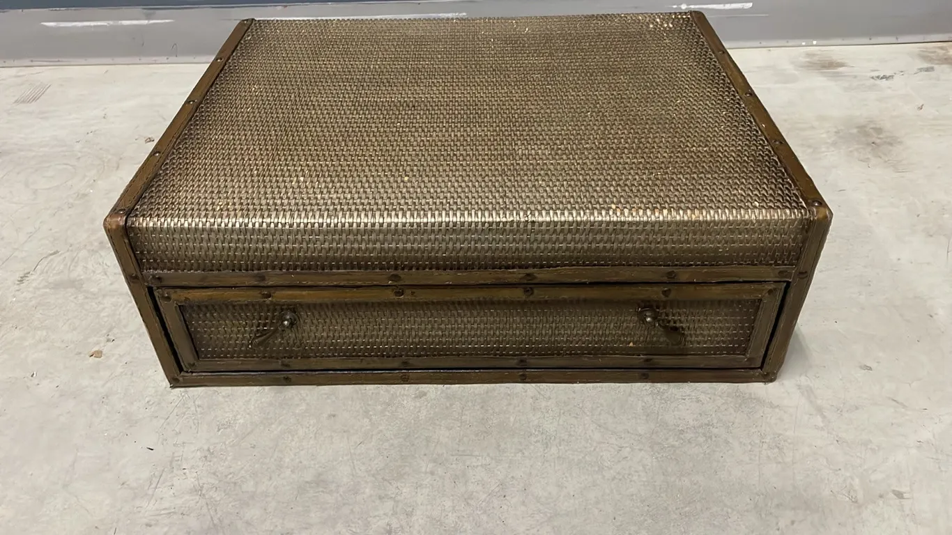 Brown Rattan Decorative Suitcase with Drawer (P4-WWFL-S1248)