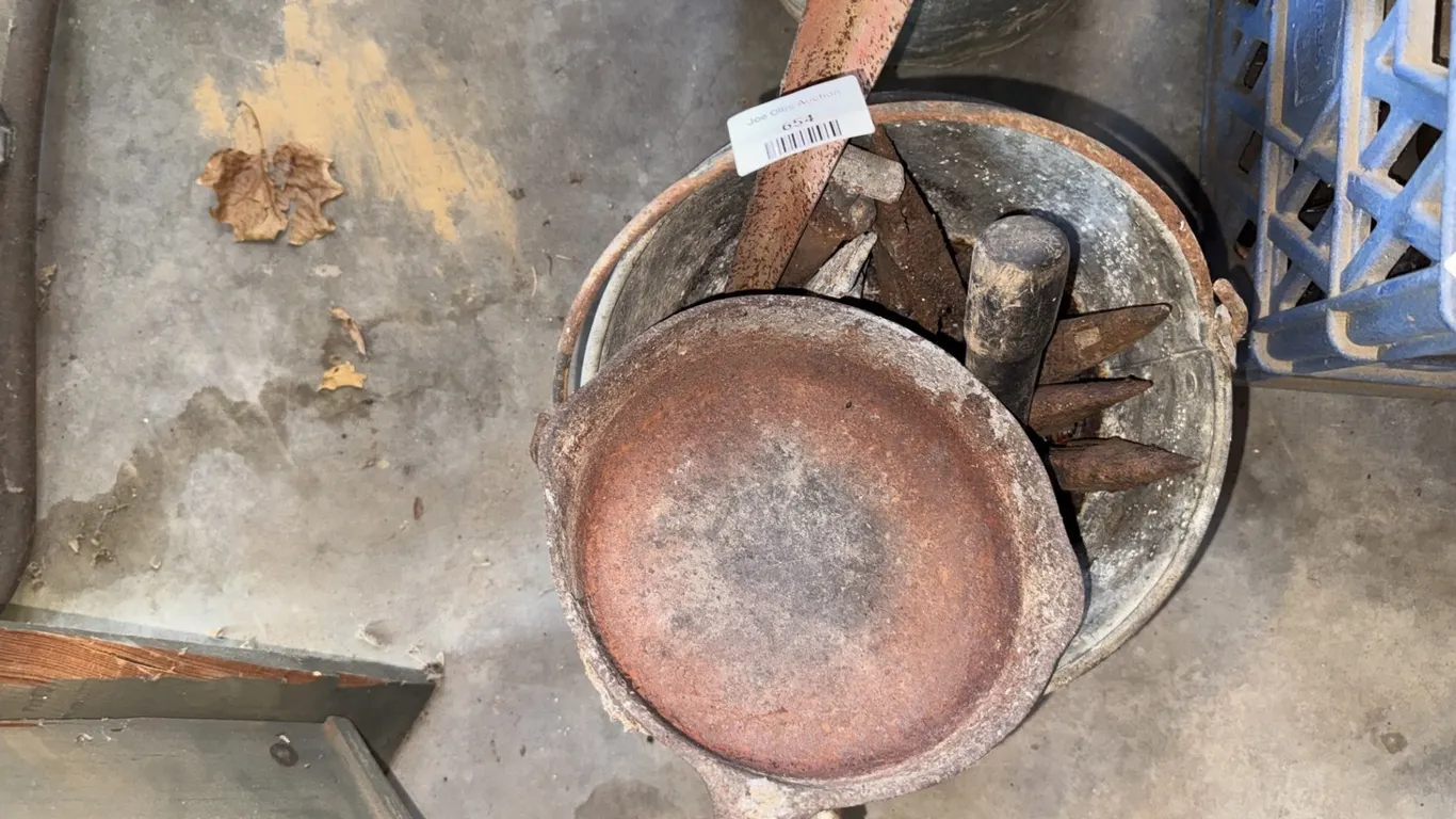 Cast Iron Skillet and Galvanized Metal Bucket, and More