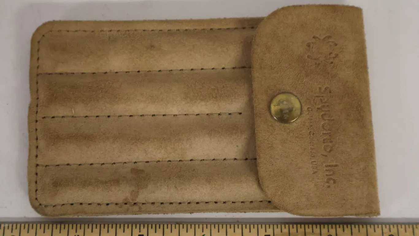 Four Spyderco Ceramic Sharpening Stones with Tan Suede Pouch