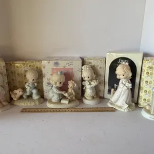 Six Enesco Precious Moments Bisque Porcelain Figurines