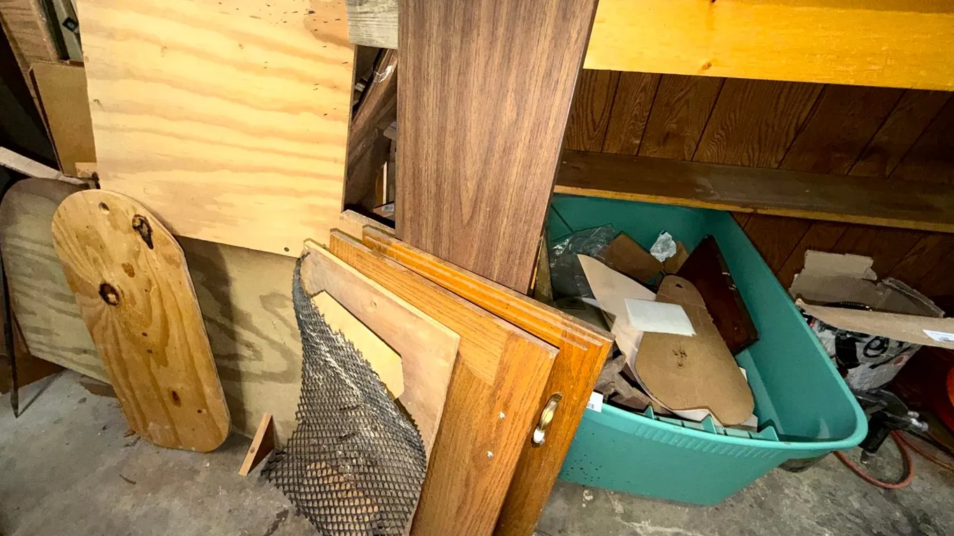 Oak Cathedral Arch Cabinet Doors and Unfinished Wood Stool Frame, and More