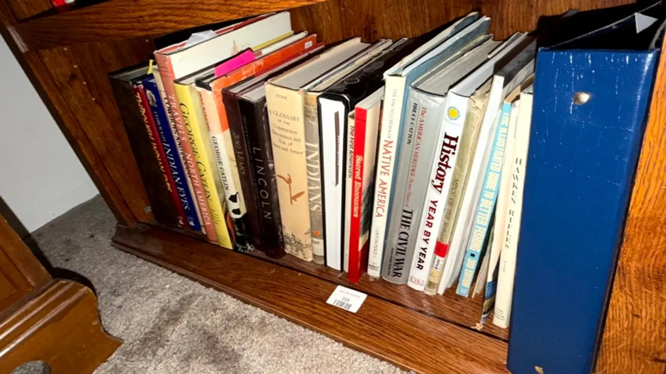 Assorted American History, Native American, and Reference Books with Three-Ring Binder