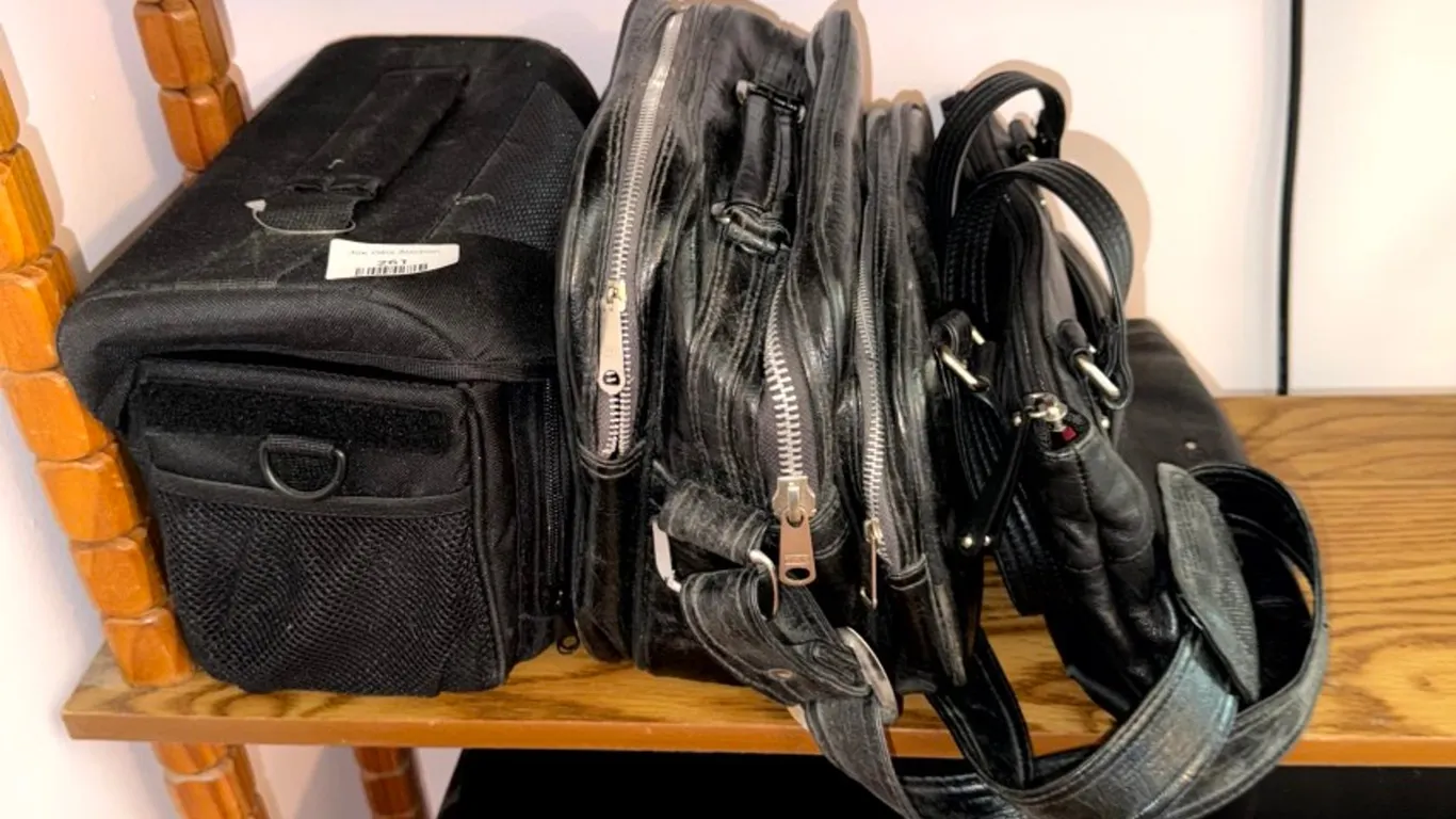 Three Black Shoulder and Camera Bags with Accessories