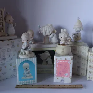 Six Precious Moments Porcelain Figurines with Boxes