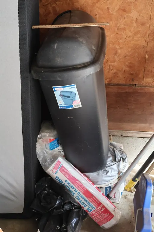 13 Gallon RollTop Trash Can and Roll of Plastic Sheeting, and More
