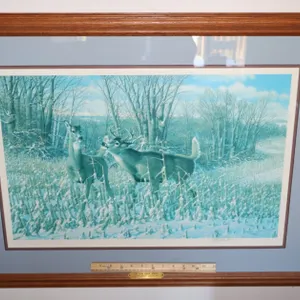 Framed Michael Sieve Oak Ridge Monarch Whitetail Deer Art Print