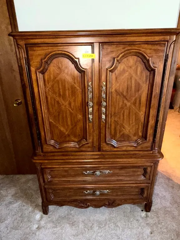 Drexel Wood Armoire Cabinet, Two Doors, Two Drawers