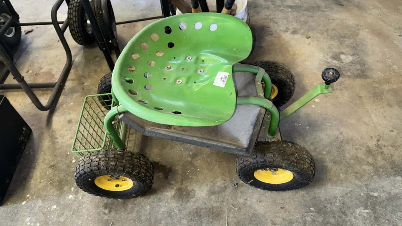 Rolling Garden Work Seat Cart with Swivel Tractor Seat