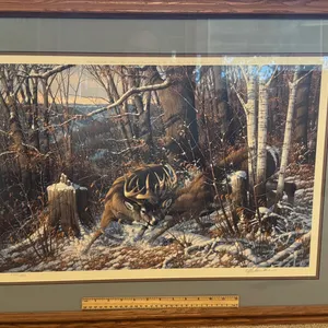 Michael Sieve Framed Wildlife Art Print, "Oak Ridge Rattle - Whitetail"