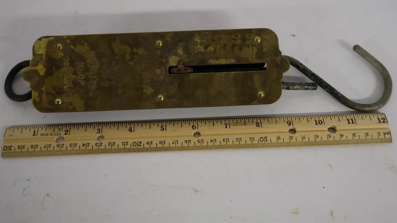 John Chatillon and Sons Type-100 Brass Hanging Spring Scale, 50 Lb Capacity