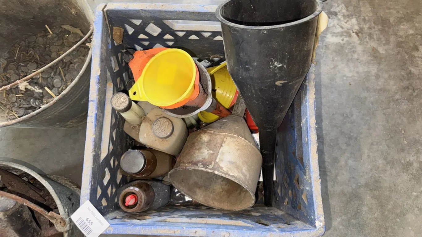 Galvanized Metal Funnel and Large Black Plastic Funnel, and More