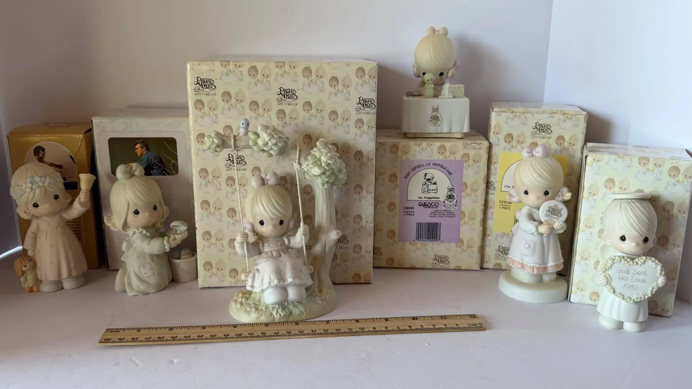 Six Enesco Precious Moments Porcelain Figurines