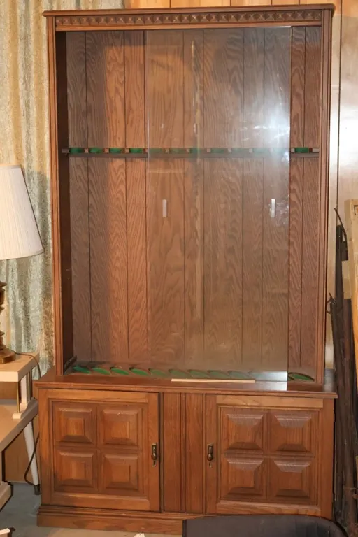 Wooden Gun Cabinet with Sliding Glass Doors