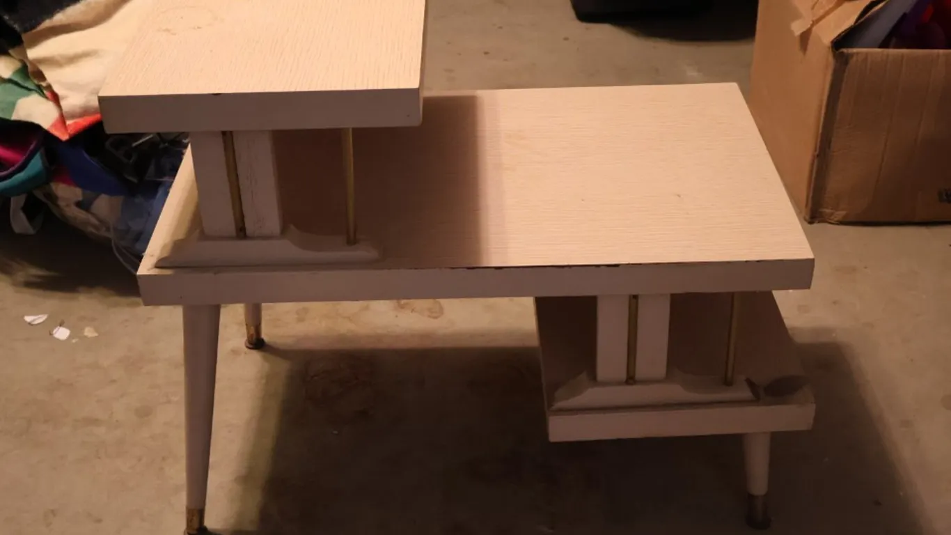 Tiered Step Side Table, Cylindrical Container with Cork Stopper