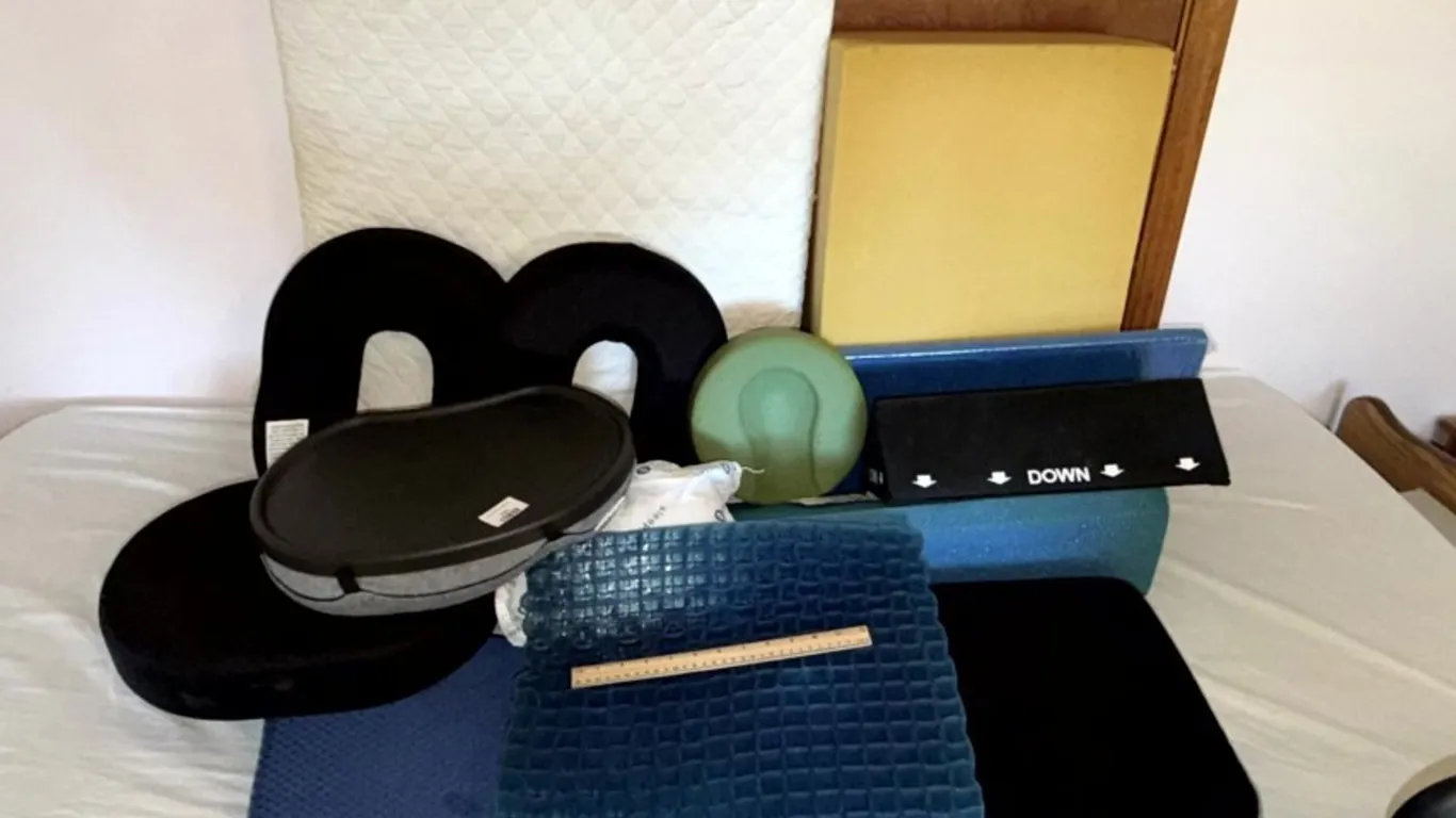 Assorted Orthopedic Cushions, Foam Wedges, and Lap Desk