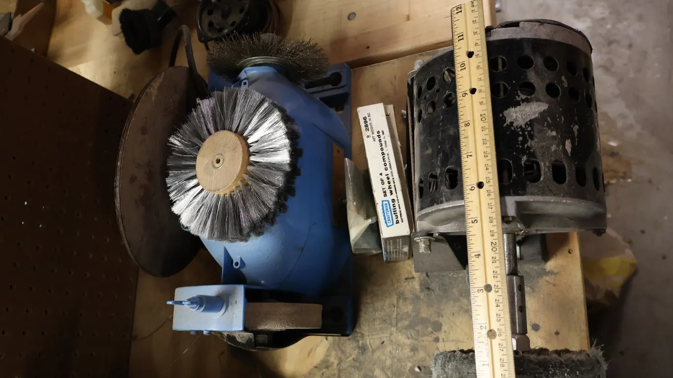 Blue Bench Grinder and Electric Motor Buffer, and More