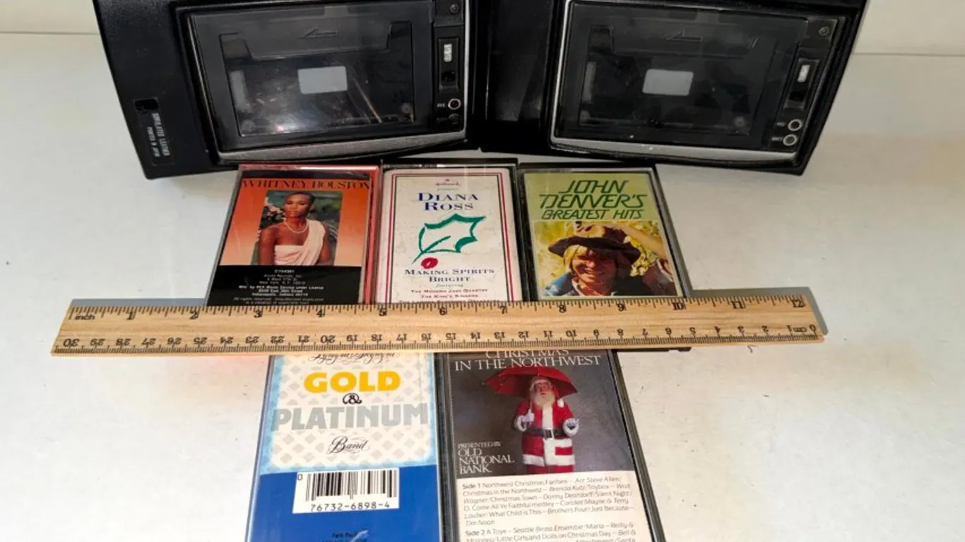 Two Portable Cassette Recorders and Five Audio Cassette Tapes