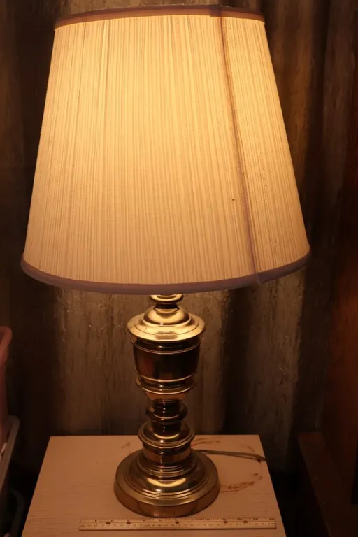 Brass-Tone Urn Table Lamp with Pleated Shade