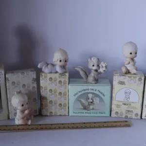 Six Precious Moments Bisque Porcelain Figurines with Original Boxes