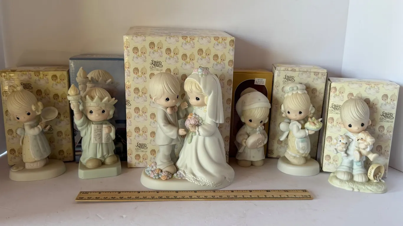 Six Precious Moments Bisque Porcelain Figurines, Enesco