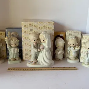 Six Precious Moments Bisque Porcelain Figurines, Enesco