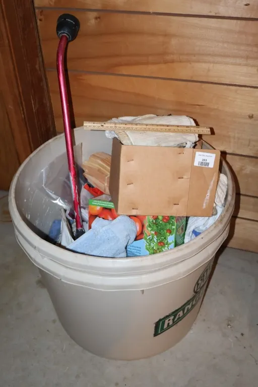 Assorted Gardening and Utility Supplies with Plastic Tub