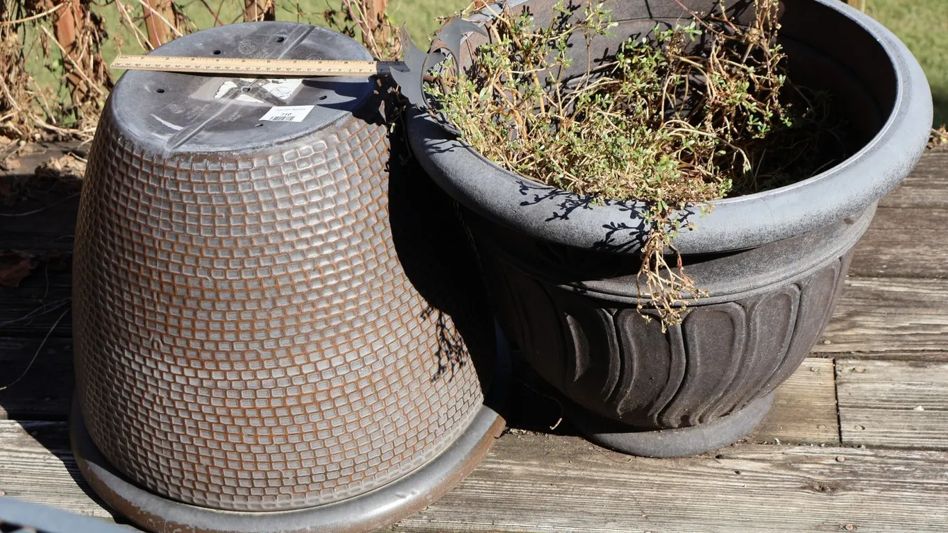 Charcoal Gray Fluted Urn Planter and Basketweave Round Planters, and More