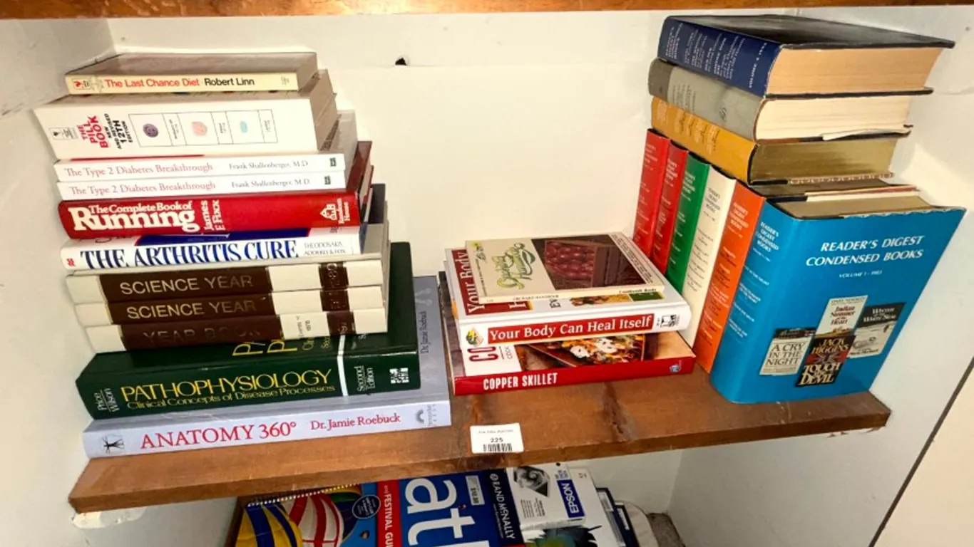 Assorted Hardcover and Paperback Books, Health and Medical Guides, Science Reference, and Reader's Digest Condensed Volumes