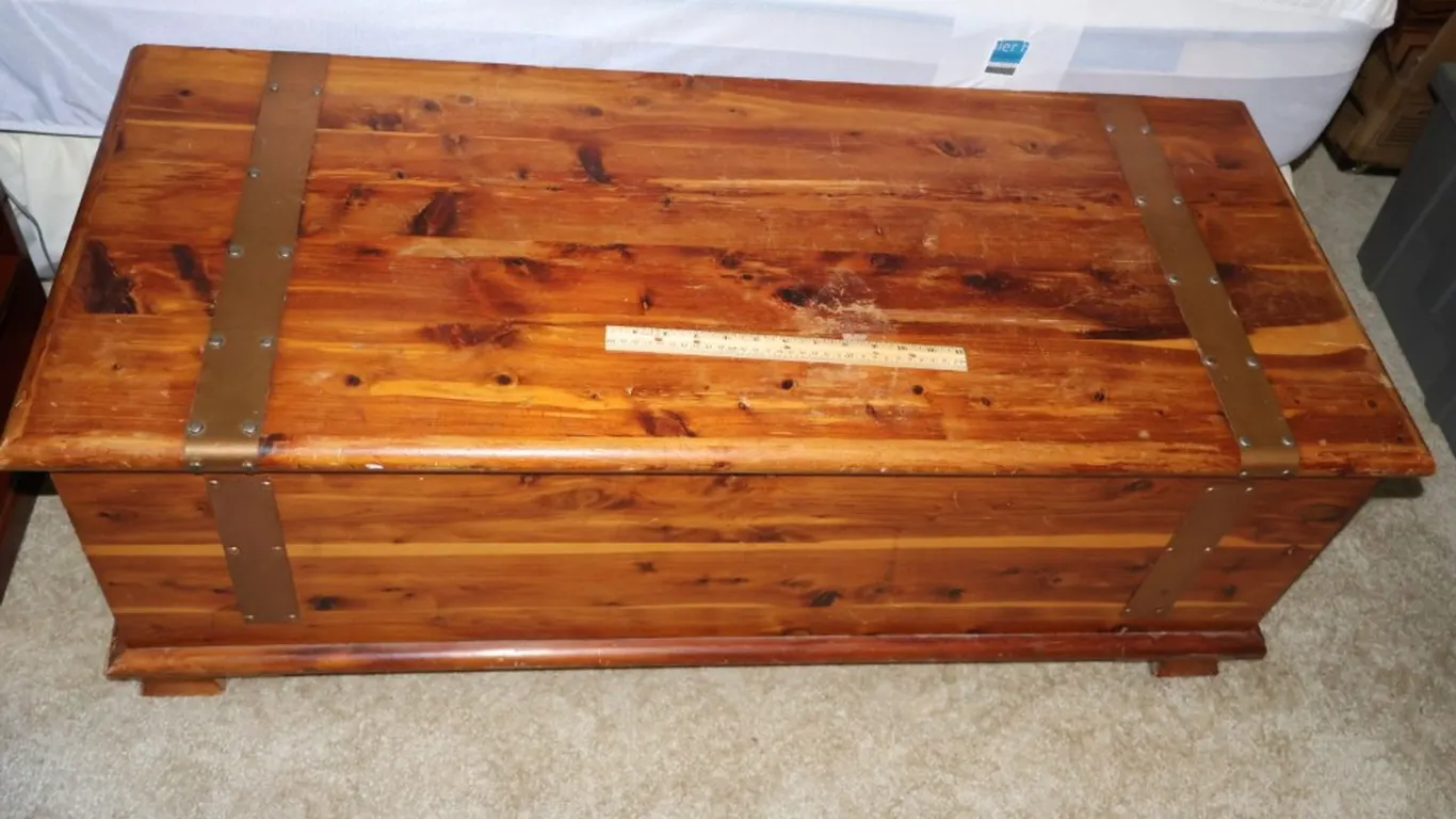 Cedar Chest with Metal Strap Accents