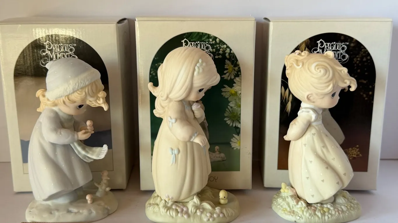 Three Precious Moments Bisque Porcelain Figurines