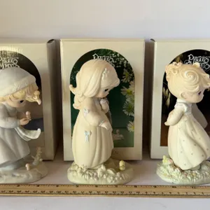 Three Precious Moments Bisque Porcelain Figurines
