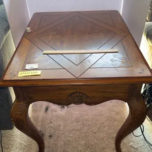 Heritage Wooden Side Table, Parquet Inlay Top, Cabriole Legs