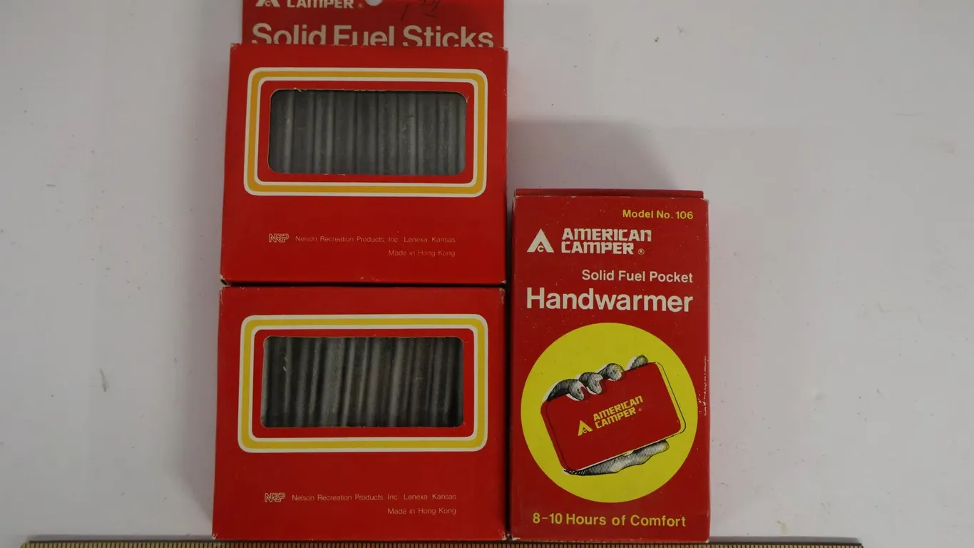 American Camper Solid Fuel Pocket Handwarmer and Two Boxes of Solid Fuel Sticks
