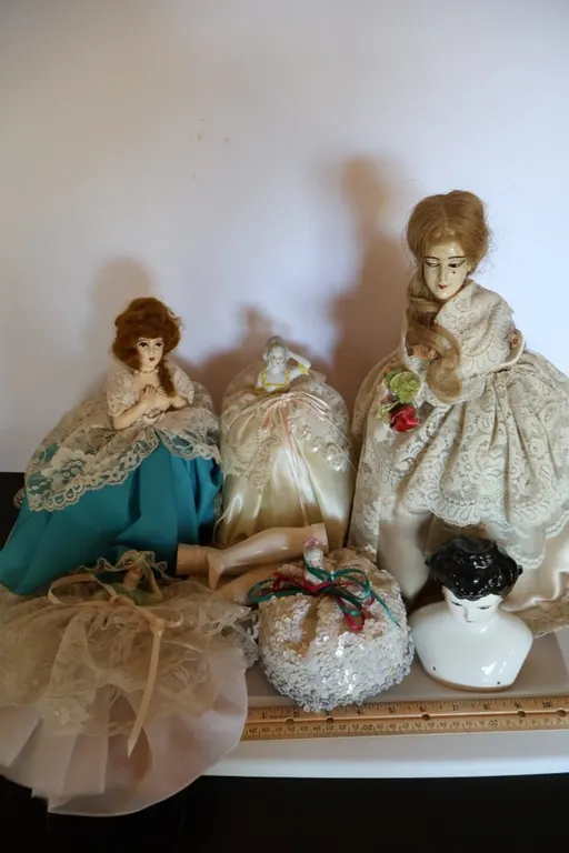 Vintage Porcelain Half Dolls, Pincushion Dolls, and China Doll Parts