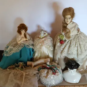 Vintage Porcelain Half Dolls, Pincushion Dolls, and China Doll Parts