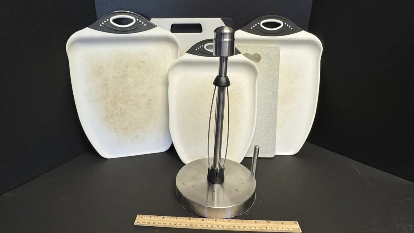 Stainless Steel Paper Towel Holder and Plastic Cutting Boards