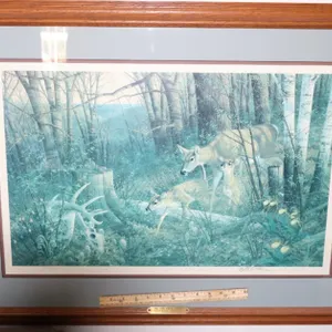 Michael Sieve Framed Wildlife Art Print, Oak Ridge Renewal - Whitetail Deer