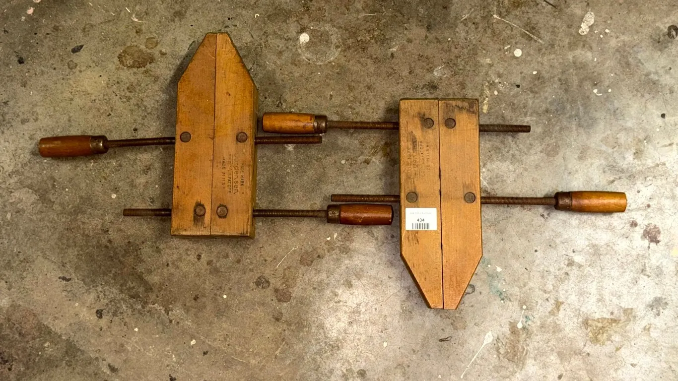 Two Jorgensen Wooden Hand Screw Clamps